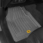 CAT PU Leather Seat Covers for Cars – (2) Front Seat Covers with (4) All-Weather Heavy-Duty Floor Mats for Trucks, Cars, & SU
