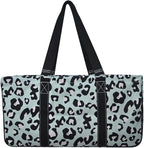 NGIL Extra Large Utility Tote Reusable Grocery Bag Oversized Collapsible for Groceries, Storage, Picnic, Beach (Blue Leopard-black)