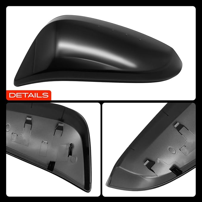 A-Premium Driver Side Rearview Door Mirror Cover Cap - Compatible with Toyota Highlander 2014 2015 2016 2017 2018 2019 - Smooth Black, with Turn Signal Hole, Replace # 879450E040C0