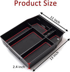 Center Console Organizer Tray for Ford F150 2021 2022 2023 2024 Accessories Interior Secondary Storage Armrest Box Insert Hidden Cubby Drawer (Full Console w/Bucket Seats ONLY) (Red Trim)