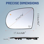 Driver Left Side Mirror Glass - Compatible with Jeep Vehicles - Compass 2017-2025, Cherokee 2014-2023, with Heated/Blind Spot Detection, without Auto Dimming, Replace# 68228919AA