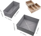 Bructhun Drawer Organizer Set of 4 Khaki - Fabric Storage Bins for Clothes, Underwear, Socks & Bras - 11" Dresser Dividers fo