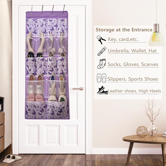 16 Pockets Over Door Hanging Storage Organizer with 4 Kinds Pouches for Shoes,Sock,Hat,Underwear,Handbag,Cosmetics,Toiletry,B