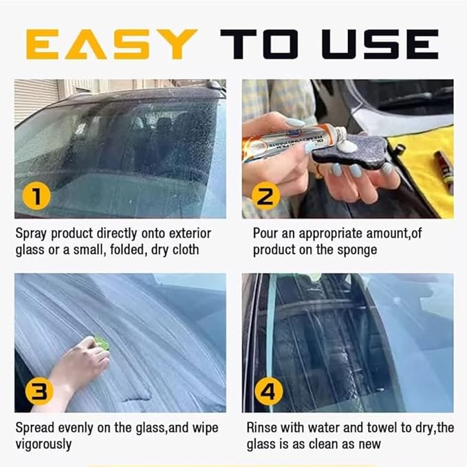 50g Glass Oil Film Removing Paste, Automotive Windshield Cleaner, Car Window Glass Stripper, Water Spot & Stain Remover, Hydr