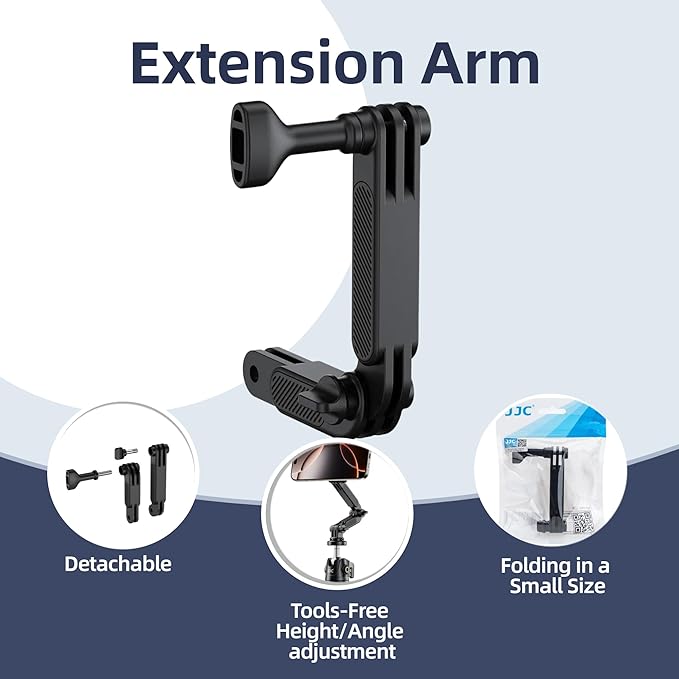 JJC Suction Cup Mount with Extension Arm for DJI Osmo Nano Action 5 Pro 4 3 Action Camera, Strong Stable Suction Cup Base Compatible with Gopro Hero 13 12 11 10, for Insta360 Ace Pro 2 Car Mount