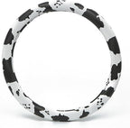 Dotesy Leather Cow Pattern Steering Wheel Cover Protector Cow Print Car Accessories Anti Slip Universal for 36.5-38cm (Black 