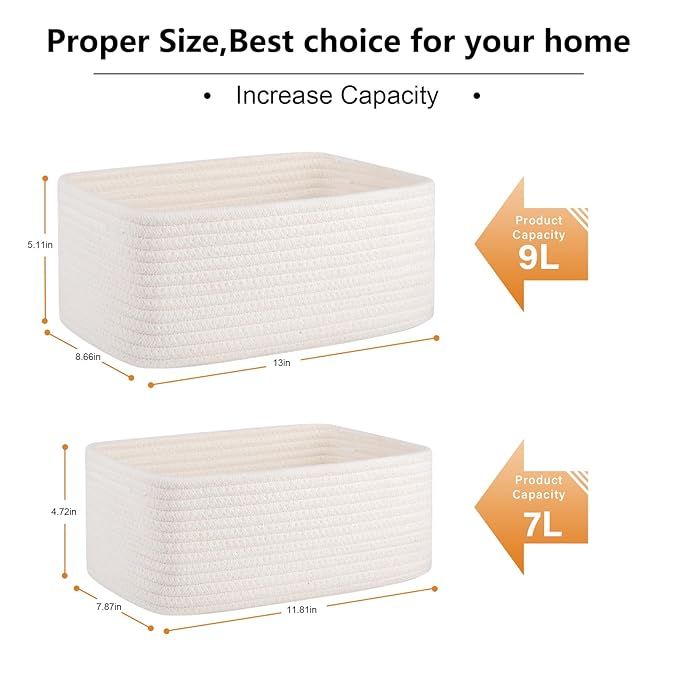 OIASKET 4 Pack Small Storage Shelf Baskets for Organizing, Mini Woven Rope Storage Bins for Towels, Cute Decorative Closet Or