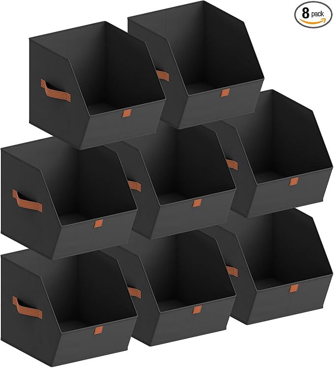 Homsorout Fabric Closet Storage Cubes - 8 Pack Square Storage Bins with Dual Handles for Clothes, Towels, Toys, Cube Storage 