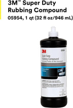 3M Super Duty Rubbing Compound, 05954, 1 qt (32 fl oz/946 mL), Contains No Waxes or Silicones
