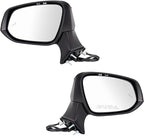 TRQ Power Heated Mirror Set Left & Right Smooth Black with Blind Spot & Puddle Light Compatible with 2021-2024 Toyota Venza T