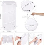 BATTOO Collapsible Laundry Basket with Lid Foldable Mesh Pop Up Hamper with Handles for Laundry Room, Bathroom, Kids Room, Co