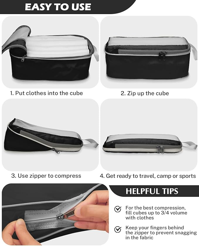 Gonex Expandable Mesh Packing Cubes - 8 Set Compression Organizer for Travel Essentials with Toiletry, Laundry, Shoe & Cable 