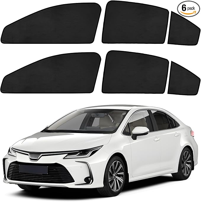 ZATOOTO Car Window Shades Custom Fit for Toyota Corolla 2019-2024 4-Pack Car Window Covers with 100% UV Protection and Total Blackout Privacy Heat Insulation for Family Travel Baby and Pet Safety
