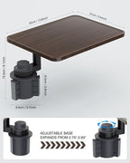 Car Desk for Laptop, Cup Holder Table with 360° Rotation - Wooden Car Laptop Mount, Car Table & Car Food Tray Compatible with Tesla Model Y/3/S & Most Vehicles