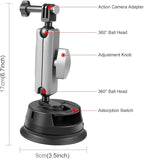 PULUZ Car Suction Cup Mount 360° Rotation Windshield & Window Camera Bracket for GoPro Hero 11 10 9 8 7 Insta360 X3 DJI Action Camera Accessories with Phone Holder with 1/4 Thread