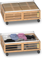 Bamboo Underbed Storage Containers with Wheels & Bag 2 Pack, Large Under Bed Rolling Storage Bins Wood Under Bed Clothes Stor