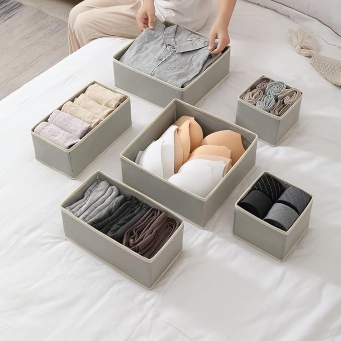 Fordonral 12 Pack Drawer Organizer Clothes, Foldable Fabric Dresser Organizer Closet Organizers and Storage Box for Underwear