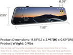 Pelsee P12 Pro 4K Mirror Dash Cam w/ADAS and BSD, 5.8GHz WiFi 20MB/s Download, Rear View Mirror Camera 4K Front and 1080P Rea