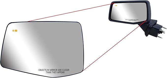 Replacement Driver Left Side Mirror Glass Heated with BLIS(BLind Spot Light) and Back Plate for Chevrolet Silverado GMC Sierra from 2019 to 2023
