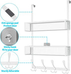 Kaiferty Over The Door Hooks Organizer,Coat Rack with 12 Hooks and 2 Mesh Baskets,Back of Door Storage Organizer for Bathroom