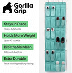 GORILLA GRIP Over the Door Shoe Organizer, 24 Large Breathable Mesh Pockets, Space Saving Hanging Storage Holder, Closet Rack