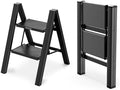 WOA WOA Step Ladder, Folding Step Stool with Widening Pedals, Portable Lightweight Home Ladder, Kitchen Stepladder, Easy to S