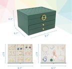 KOOAAICCHI Jewelry Box for Women, 3-Layer Jewelry Organizer, Jewelry Storage Case PU Leather for Earrings, Bracelets, Ring, N