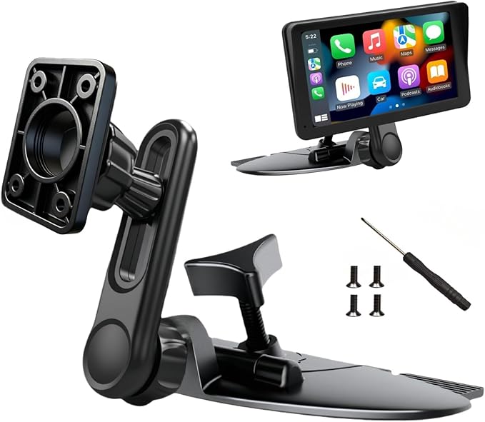 Extended CD Slot Mount for CarPlay Screen with Screws Adjustable Arm and 360° Rotating Universal Head 17mm Compatible with in-Car Monitors CD Slot CarPlay Mount