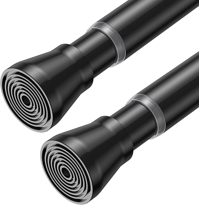 AIZESI 2 Pack Tension Curtain Rod for Windows 45 to 77 Inch, Adjustable Expandable Spring Curtain Rods No Drilling, Non Slip 