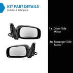 TRQ 2 Piece Driver and Passenger Side Mirror Assembly Set Electric Adjustment Non-Heated No Memory Black Compatible with 2003