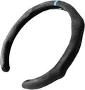 Quick Install Sporty Suede Steering Wheel Cover with Aqua Blue Stripe for 14½ to 15 inches Car Sedan Coupe SUV Pickup Steering Wheel 14.5 to 15 inches