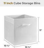 StorageWorks White Storage Cubes, 11-inch Leather Bins with Handle, Cube Organizer Baskets for Shelves and Closet, Collapsibl