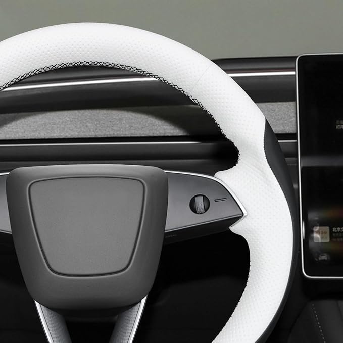 MEWANT DIY Stitching Steering Wheel Cover Wrap for Tesla Model 3 Highland 2023-2025/Model Y 2025 Highland for Tesla Model 3/Model Y Accessories(3D Style)