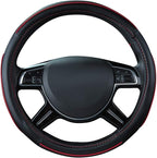 Car Pass Colour Piping Leather Steering Wheel Cover,Perfectly fit for 14.5-15 inches for Various Vehicles SUVs,Vans,Sedans,Ca