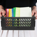 Tixill 2-Pack Mini Foldable Plastic Storage Box Mini Plastic Baskets for Organizing and Storage for Home Kitchen Bedroom Bath