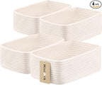 MiniArk Small Storage Baskets for Organizing | Closet Organizer Bins | Shelf Toy Basket | Woven Rope Baskets | Cube Decorativ