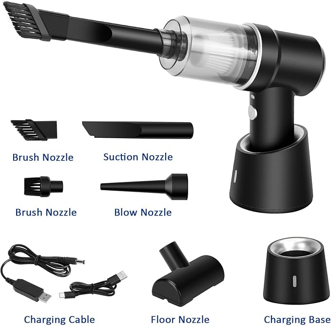 8Kpa Mini Handheld Vacuum Cleaner,120W High Power Cordless Car Vacuum, 2 in 1 Keyboard Vacuum & Air Duster with LED Light & M