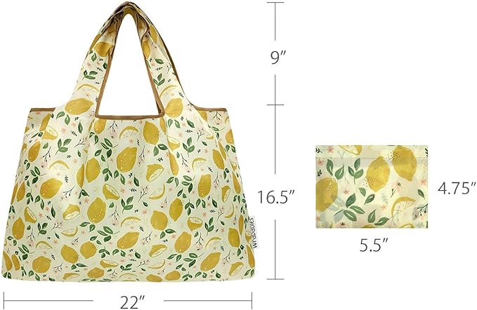 allydrew Large Foldable Tote Nylon Reusable Grocery Bags, 6 Pack