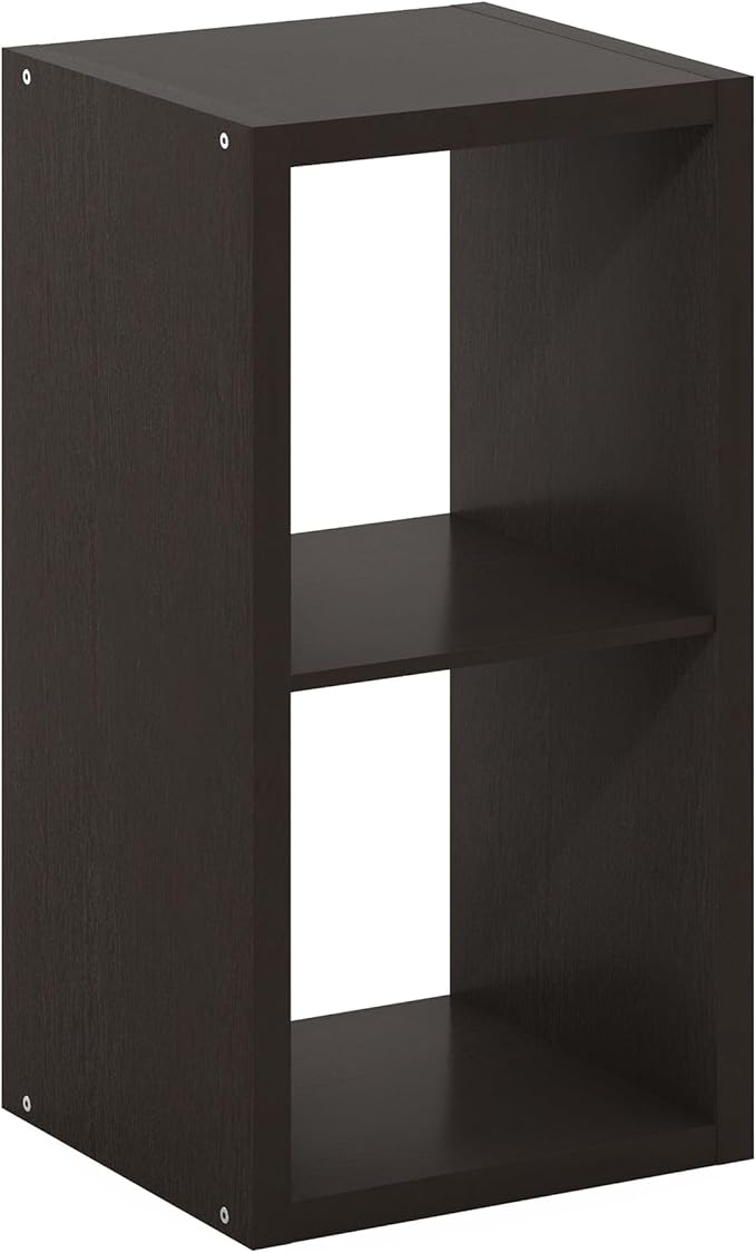 Furinno CUBICLE Book Shelf, 2-Cube Bookshelf, Extra Thick Frame Horizontally & Vertically Reversible Bookcase with Open Back,