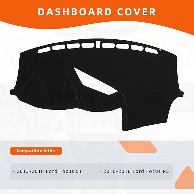 KEYOOG Dashboard Cover Dash Mat Fit for Fo-rd 2018-2013 Focus ST /2018-2016 Focus RS (Only Fit ST or RS Models),Car Dash Boar