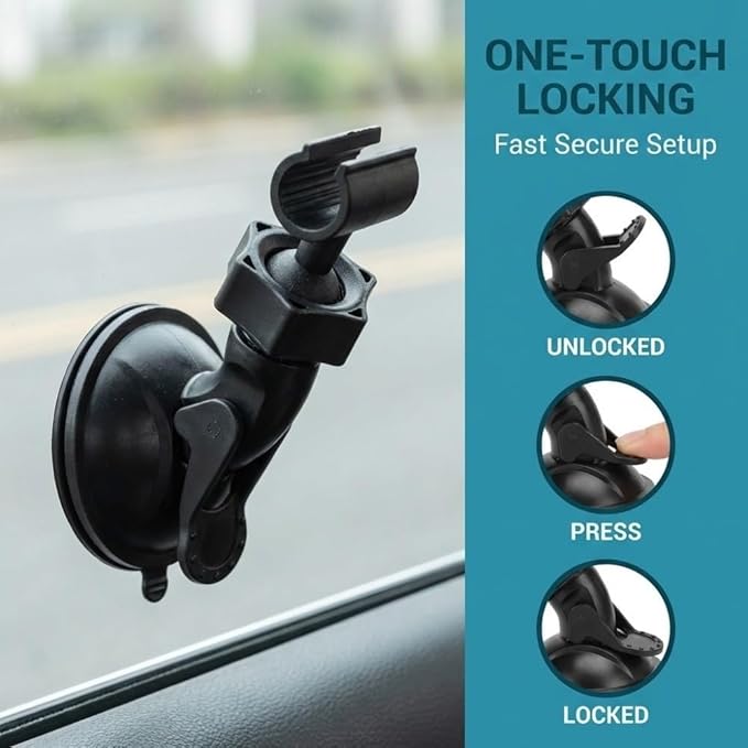 4 Pack Universal Car Dash Cam Mount - Vacuum Suction Cup Holder with 4 Interchangeable Heads for GPS Navigation and Dashboard Recorder(Card Slot)