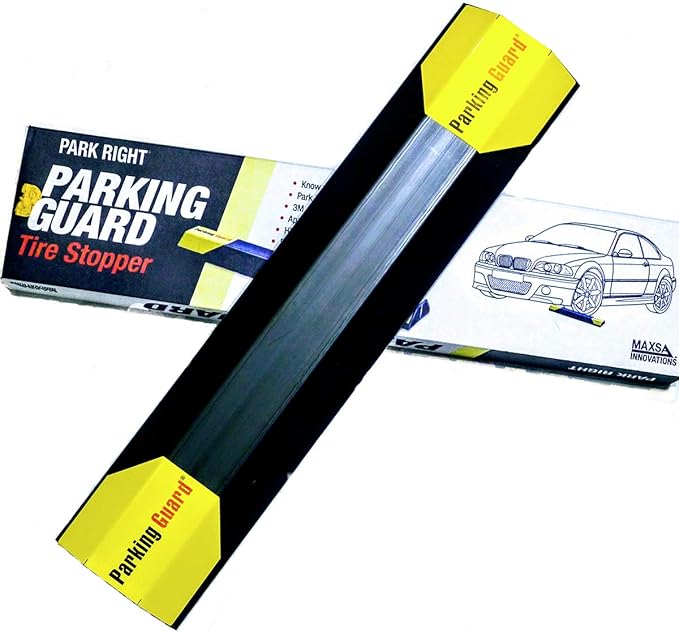 Maxsa 37355-2PK Parking Guard Tire Stopper, Black, 2-Pack