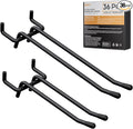 INCLY 4/6 Inch Black Pegboard Hooks, 36 Pack Heavy Duty Double Arm Peg Board Straight Hooks, Peg Board Tool Hangers Fit for 1