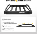 BougeRV Anti-Rust Aluminum Roof Basket 47''x40''x8'' Lightweight Universal Rooftop Cargo Carrier Roof Rack Cargo Basket with Wind Fairing, Roof Rack for SUV Pick Up Truck,150LBS Load Capacity, Black
