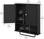 RRX Bathroom Cabinet Wall Mounted Medicine Cabinets with Towels Bar, Over The Toilet Storage Cabinet with 2 Doors and Adjusta