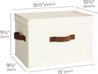 StorageWorks Fabric Storage Bins with Lid, Decorative Storage Boxes for Shelves, Stackable Closet Organizer Basket with Handl