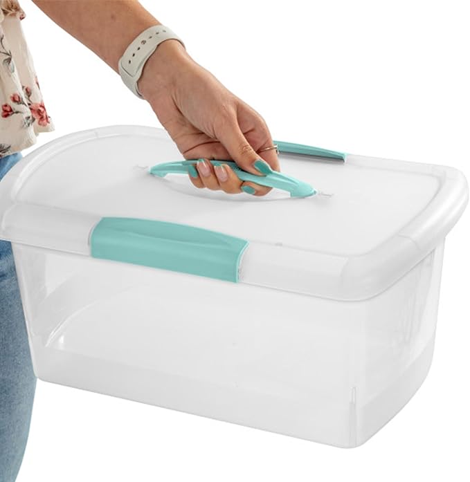 Sterilite Medium Nesting ShowOffs, Stackable Small Storage Bin with Latching Lid and Handle, Plastic Container to Organize Ho