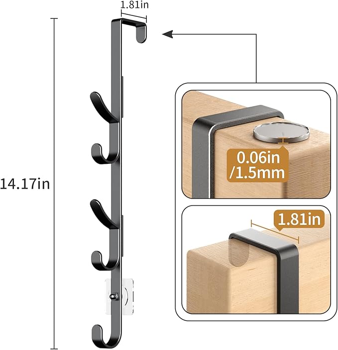 Over The Door Hooks, Metal Door Hooks for Hanging, Over The Door Purse Organizer for Coat Hanger, Back of Shower Door for Han