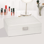 Jewelry Organizer Box for Girls Women - Double Layer Large Travel Jewelry Case with Gift Box/White