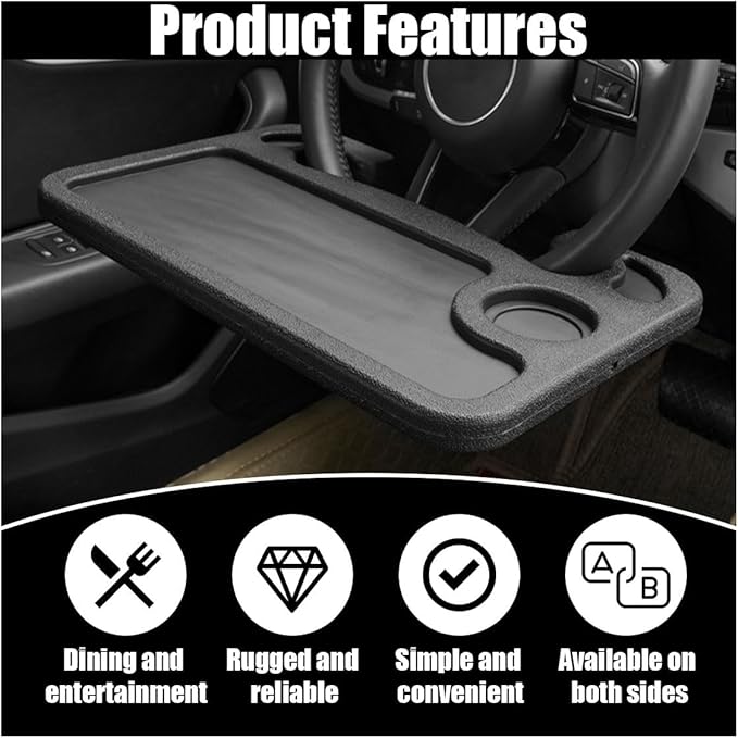 Steering Wheel Tray for Ram 2500/3500 Crew Cab 2019-2024, Portable Auto Laptop Desk Mount Eating Table Driver Food Holder Seat Hook On Accessories